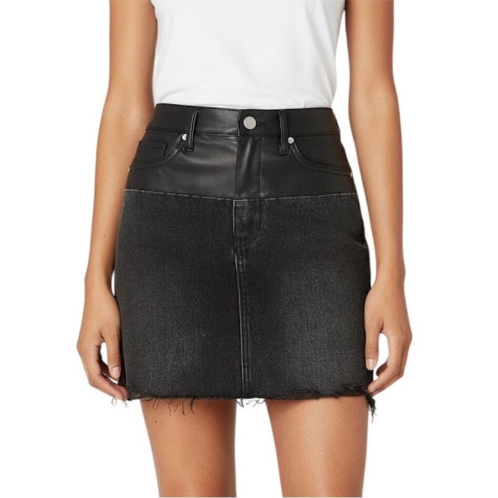 Blank NYC Black Mini Skirt with Leather Accents